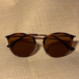 Highstreet 52mm Round Brow Bar Sunglasses Copper Tortoise